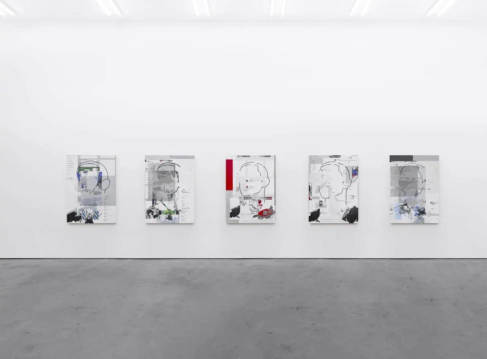 Installation View: Paint On Pixel, series, 100×70 (5 works), acrylic and mixed media on canvas, 2022.